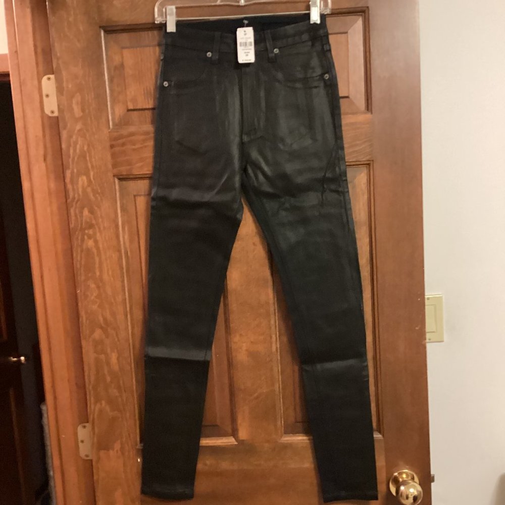 Woman's NWT $228 Carmar 28" Waist Black Rayon Denim High Rise Skinny Jeans